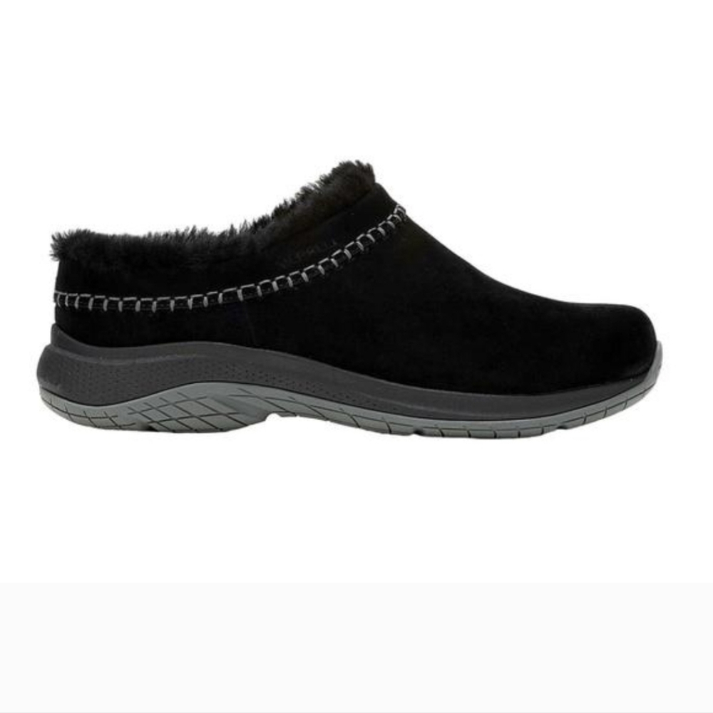 Merrell Ice Encore 5 Suede Faux Fur Black Slip On Mule Clogs 9